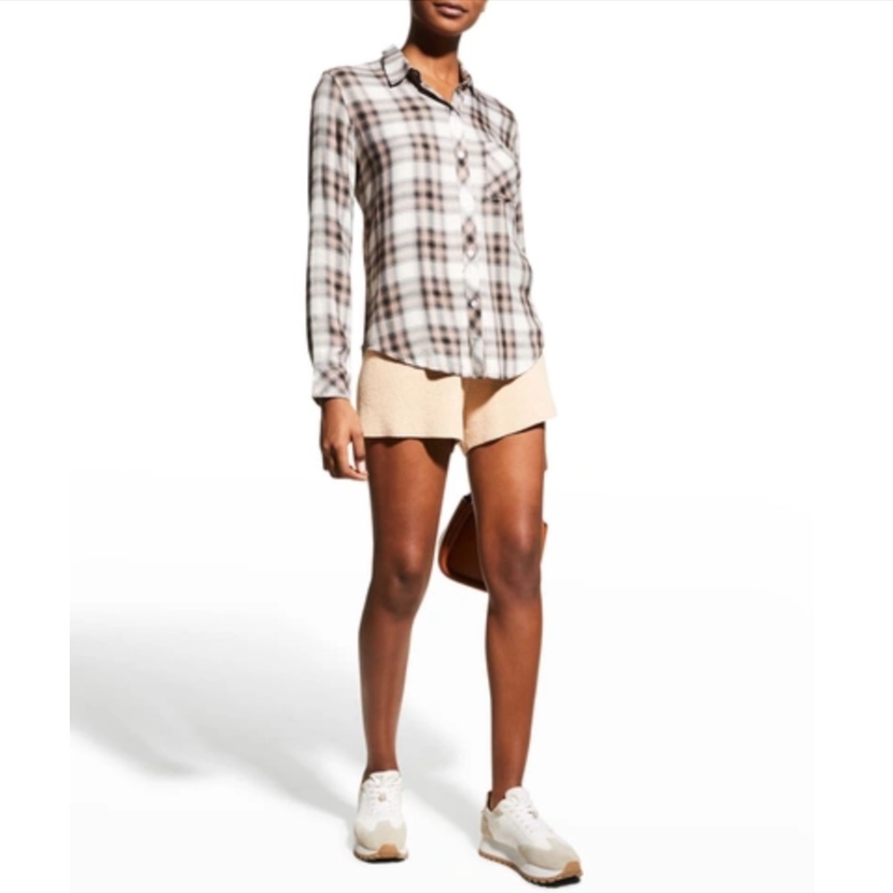 Rails Hunter Shirt Plaid Button Up Long Sleeve Ivory Coal Blush Size Medium - Picture 15 of 15